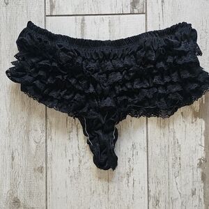 Black Ruffle Rhumba Lace Panties.  Lots Of Stretch. 1X - 2X